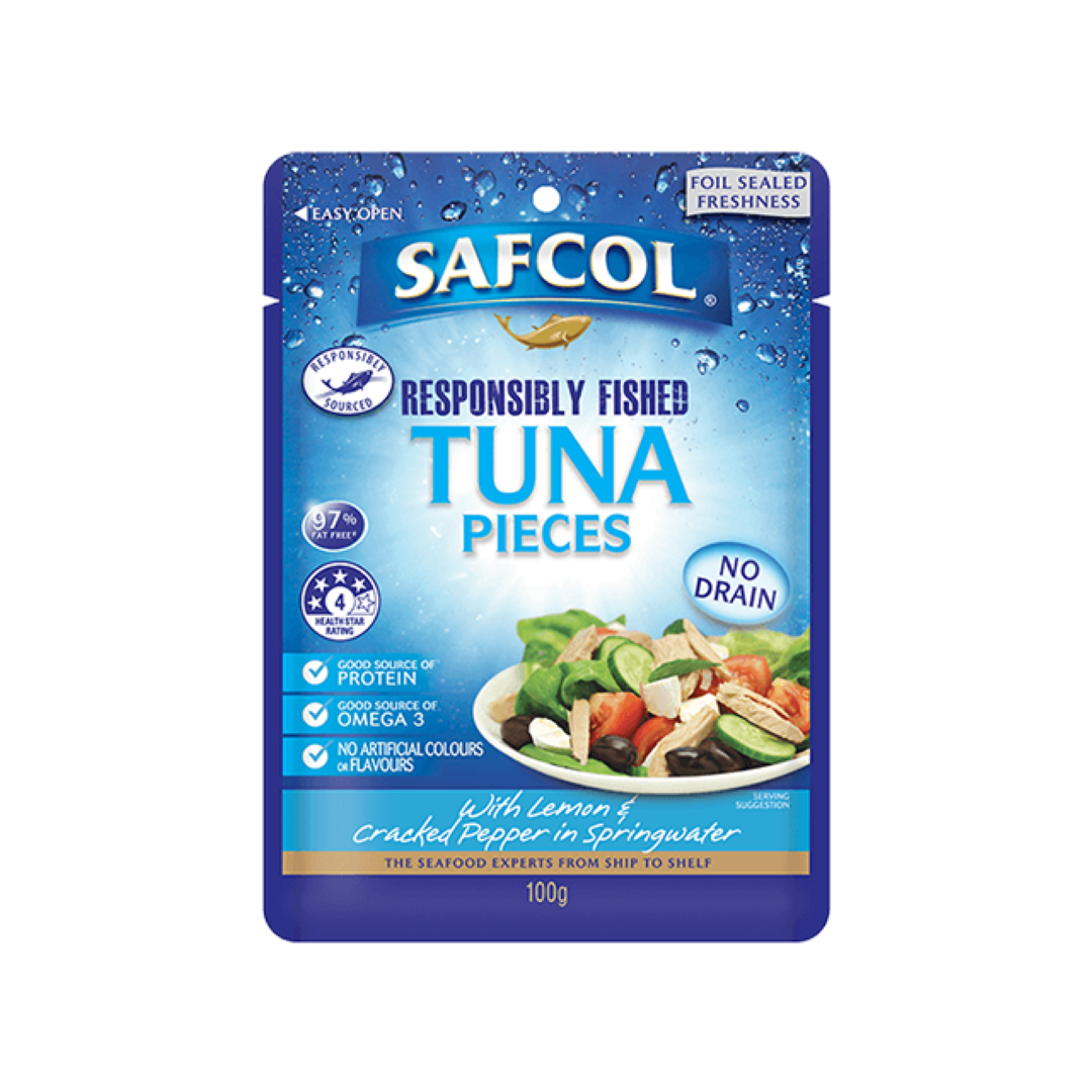 SAFCOL TUNA LEMON N B/PEPPER IN SPRING WATER 100G
